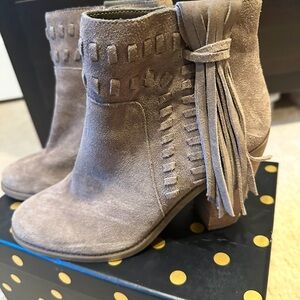 Jessica Simpson Taupe Suede Tassel Ankle Booties